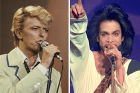 David Bowie in 1983 and Prince in 1990.