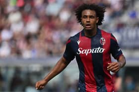 Bologna's Joshua Zirkzee in action during the Serie A match against Udinese
