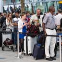 Delayed passengers in Heathrow Airport