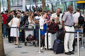 Delayed passengers in Heathrow Airport