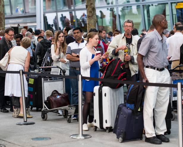 Delayed passengers in Heathrow Airport