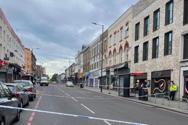 Crime scene at Kingsland High Street, Dalston 