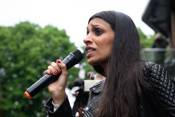  Faiza Shaheen speaks to supporters during a rally held on her behalf 