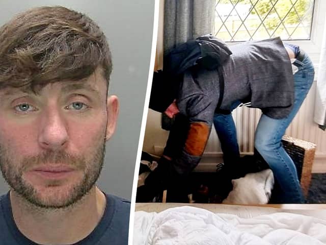 Kevin Wall (L) is pictured (R) by the heavily pregnant woman, in her home.  