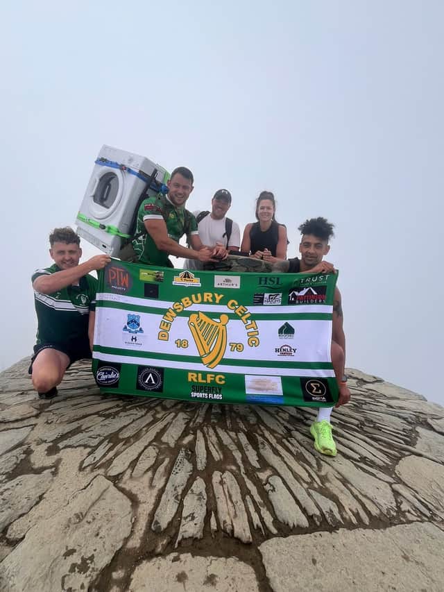 Tommy Dunford and supporters at the summit of Snowdon.