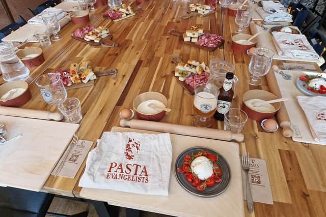 Table set up for the pasta masterclass