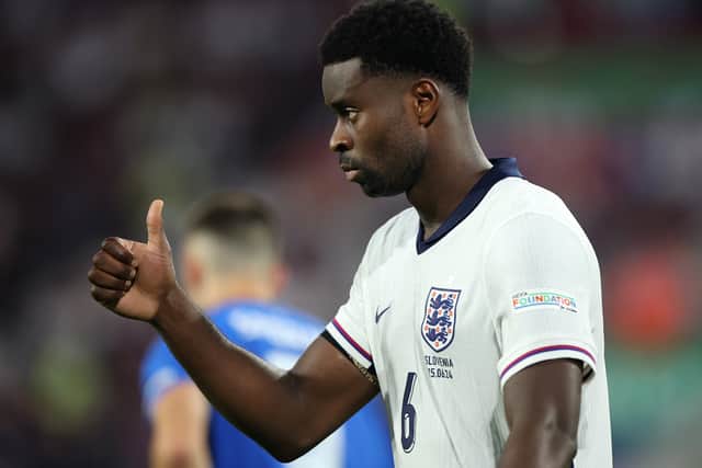 Marc Guehi was booked early against Slovakia.