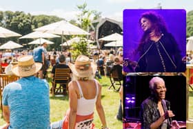 (Top to bottom right) Chaka Khan and Dionne Warwick are among the big names heading to Glynde Place this weekend for the 2024 Love Supreme jazz festival (Credit: Love Supreme/Getty Images)