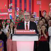 Labour Leader Keir Starmer celebrates winning the 2024 General Election