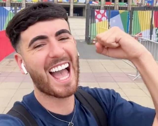 Callum Ryan, 23, who flew to a Euros fan zone in Germany and says it cost him just 74p more than going to one in the UK.  