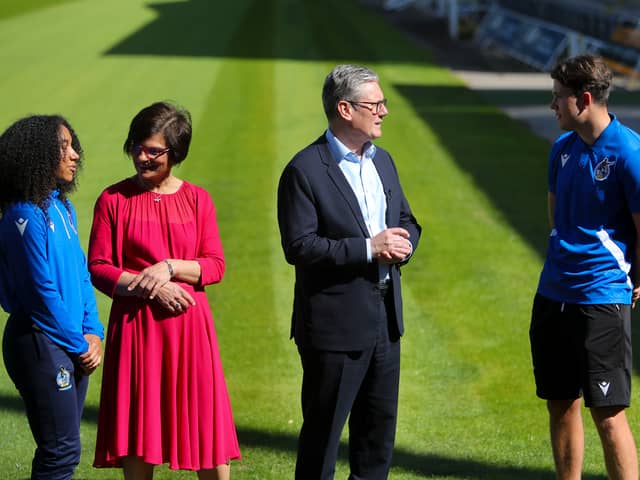 Labour leader Sir Keir Starmer and Thangam Debbonaire at Bristol Rovers.