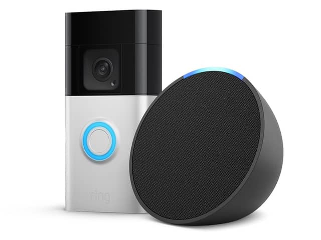 The Ring Battery Video Doorbell Plus and Echo Pop bundle