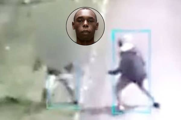 Knife-wielding thug, Seye Djli, 24, was captured on CCTV as he prowled the streets of Leicester hunting for victims.