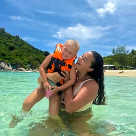 Alicia Tunnicliffe, 23, and daughter, Milani, five, on their travels in Asia.