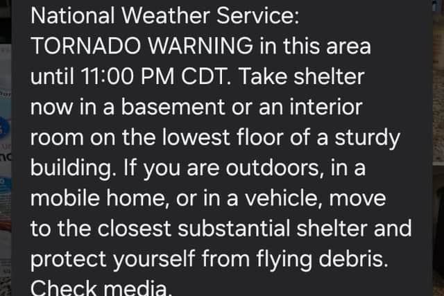 The first tornado warning to pop up on phones