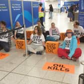 Just Stop Oil supporters who blocked departure gates at Gatwick Airport using “suitcases with lock-on devices” have been arrested and are being removed, the airport has said. (Photo: Just Stop Oil/PA Wire)