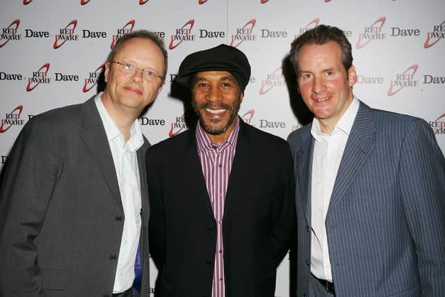 Chris Barrie, Danny John-Jules and Robert Llewellyn attend a VIP screening of Red Dwarf: Back to Earth at the Mayfair Hotel on April 8, 2009 in London, England.