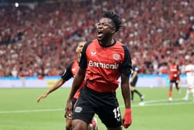 Edmond Tapsoba of Bayer 04 Leverkusen.. (Photo by Christof Koepsel/Getty Images)