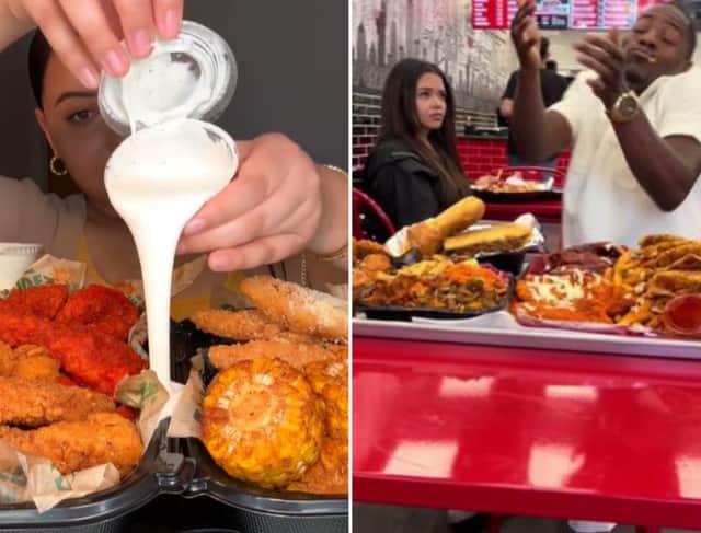 Screenshots from Mukbang style videos on TikTok. Photo: TikTok