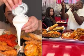 Screenshots from Mukbang style videos on TikTok. Photo: TikTok