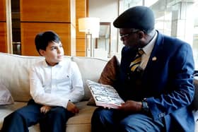 George Martin-Espin, aged 10, with Professor Chris Imafidon, chair of EIE