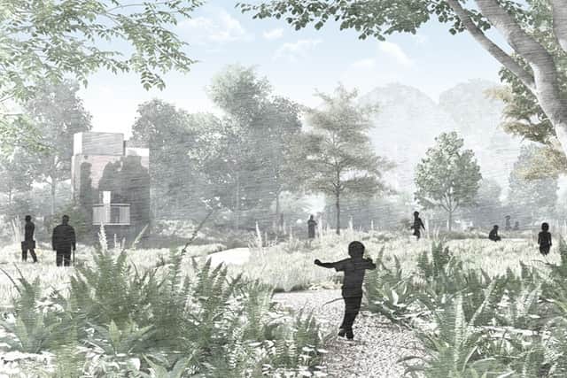 Concept art of the view from the woodland