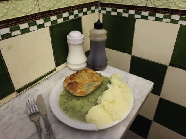 Pie, mash and liquor is a typically British meal made famous in East London 