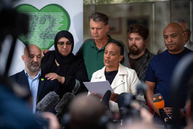 Grenfell United make a statement to the media