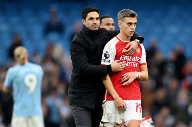 Trossard was sent off against Manchester City.