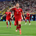 Joachim Andersen celebrates what would soon be a disallowed goal in Euros 2024 last 16 round against Germany