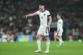 Declan Rice in action for England against Finland.