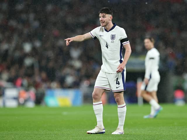 Declan Rice in action for England against Finland.