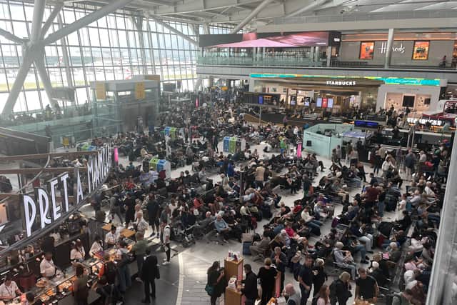 Heathrow airport on Sunday as a number of flights were cancelled