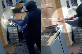 Chilling moment thug fires shotgun inside computer shop