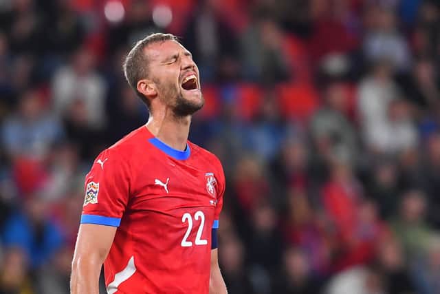 Soucek reacts during Czech Republic's Nations League fixtures, in which his nation lost 4-1 to Georgia