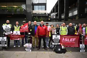 Mick Whelan, general secretary of Aslef joins a picket line