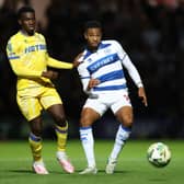 Eddie Nketiah and Elijah Dixon-Bonner in action during EFL Cup third round clash