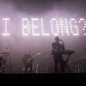 Massive Attack perform during the Act 1.5 concert at Clifton Downs on August 25, 2024 in Bristol, England. Long-time climate campaigners Robert Del Naja and Grant Marshall of the band Massive Attack had the idea to stage a low-carbon gig compatible with the Paris 1.5 climate change agreement but the Covid-19 pandemic delayed it. 