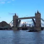Watch our video to see the spectacular replica ship pass through Tower Bridge and along The Thames