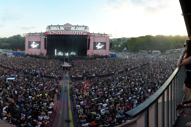 A panorama picture shows, as an English indie rock band, the  'alt-J' performs on the main stage at the "Sziget" Island Festival in the Hajogyar (Shipyard) Island of Budapest on August 15, 2017.