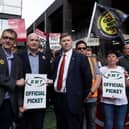 RMT General Secretary Mick Lynch with members