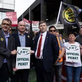 RMT General Secretary Mick Lynch with members