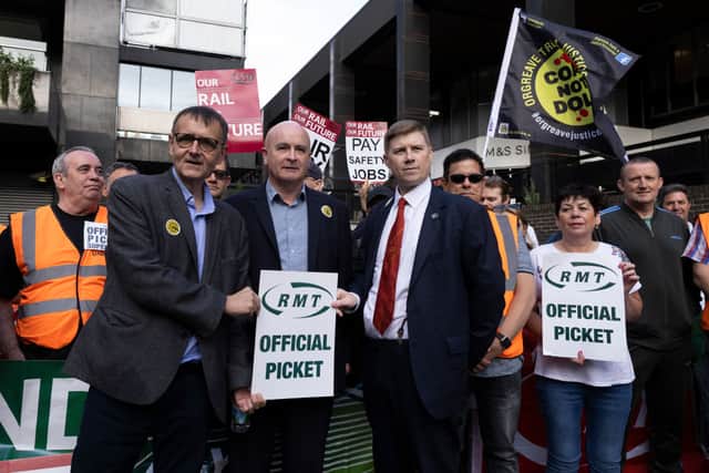RMT General Secretary Mick Lynch with members