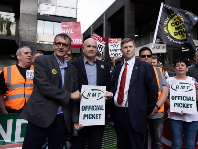 RMT General Secretary Mick Lynch with members