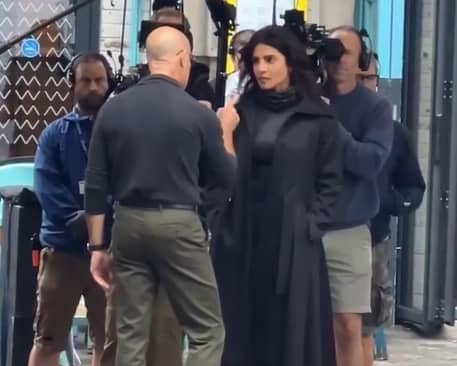Priyanka Chopra and Stanley Tucci spotted filming in Shoreditch