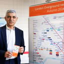 The mayor of London, Sadiq Khan with the new London Overground map