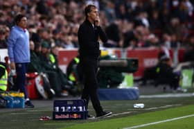 West Ham head coach Julen Lopetegui reacts in his side's 1-1 draw at Brentford