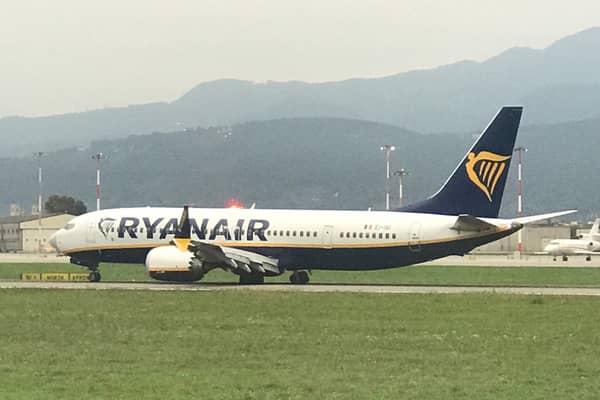 Ryanair plane's all four tyres burst - disrupting flights from Bergamo Airport in Milan.
