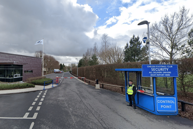 The entrance to the Chelsea training ground in Cobham. (Image: Google Streetview)