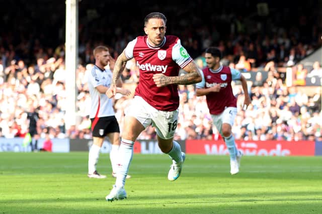 Danny Ings celebrates scoring his fifth goal for the Irons in recent draw with Fulham